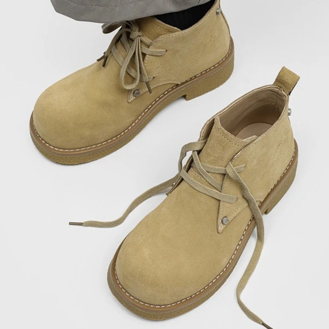 Suede Round Toe Derby Ankle Boots
