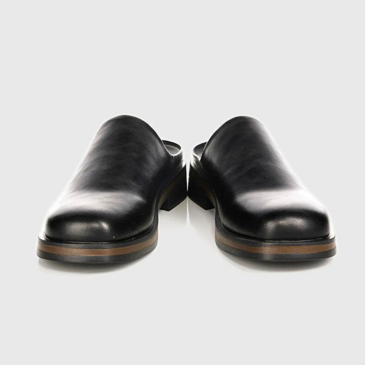 Polished Leather Backless Mules