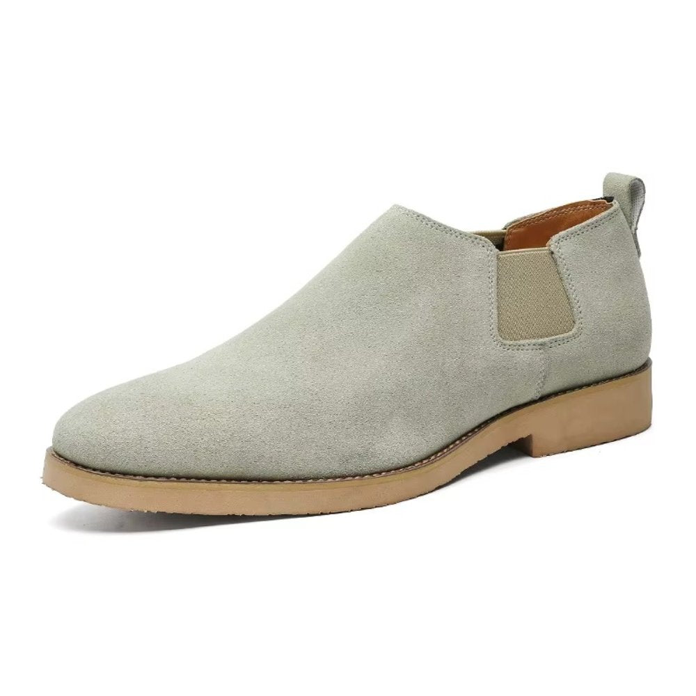 Low-Cut Suede Chelsea Shoes with Tan Sole