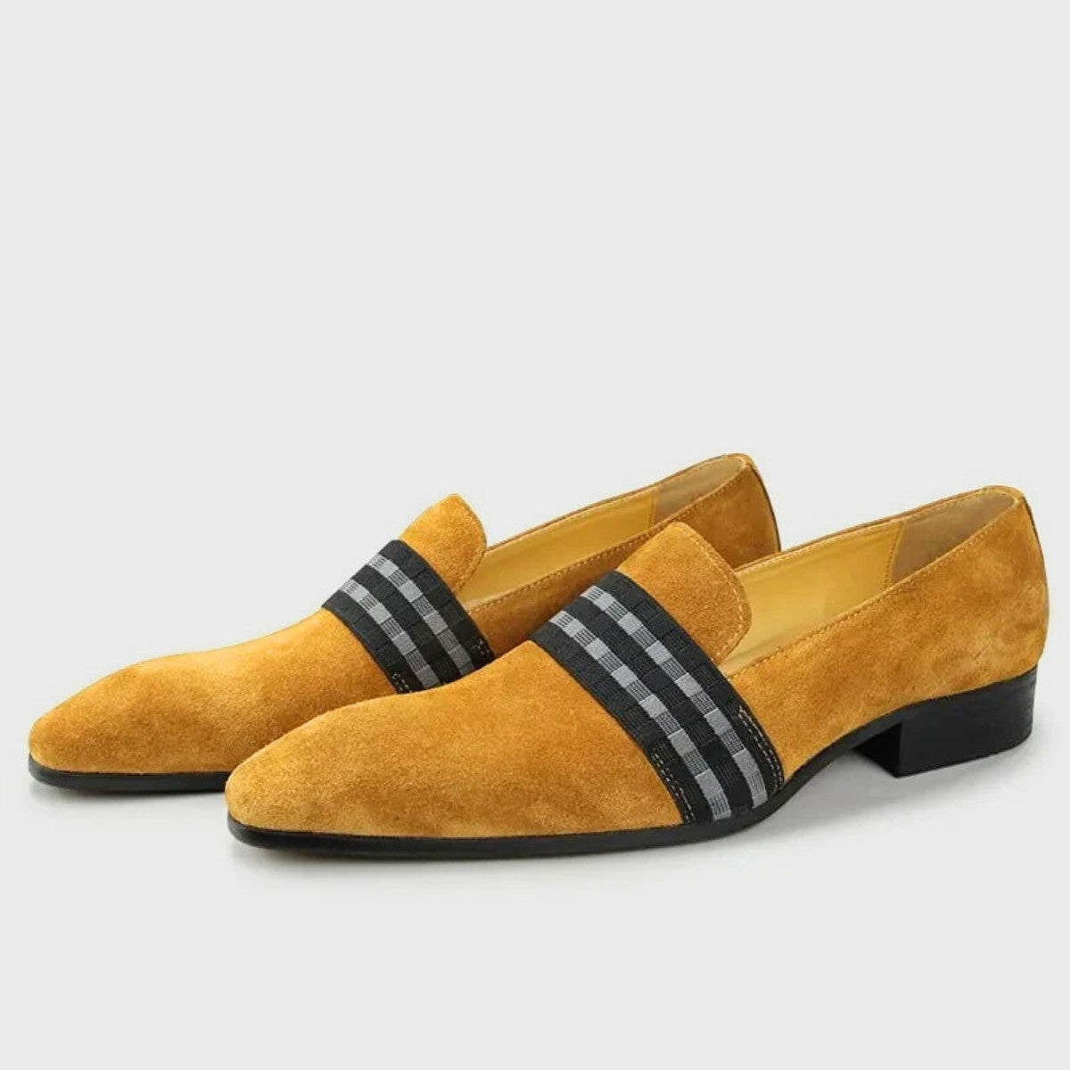 Light Brown Suede Loafers with Buckle closure