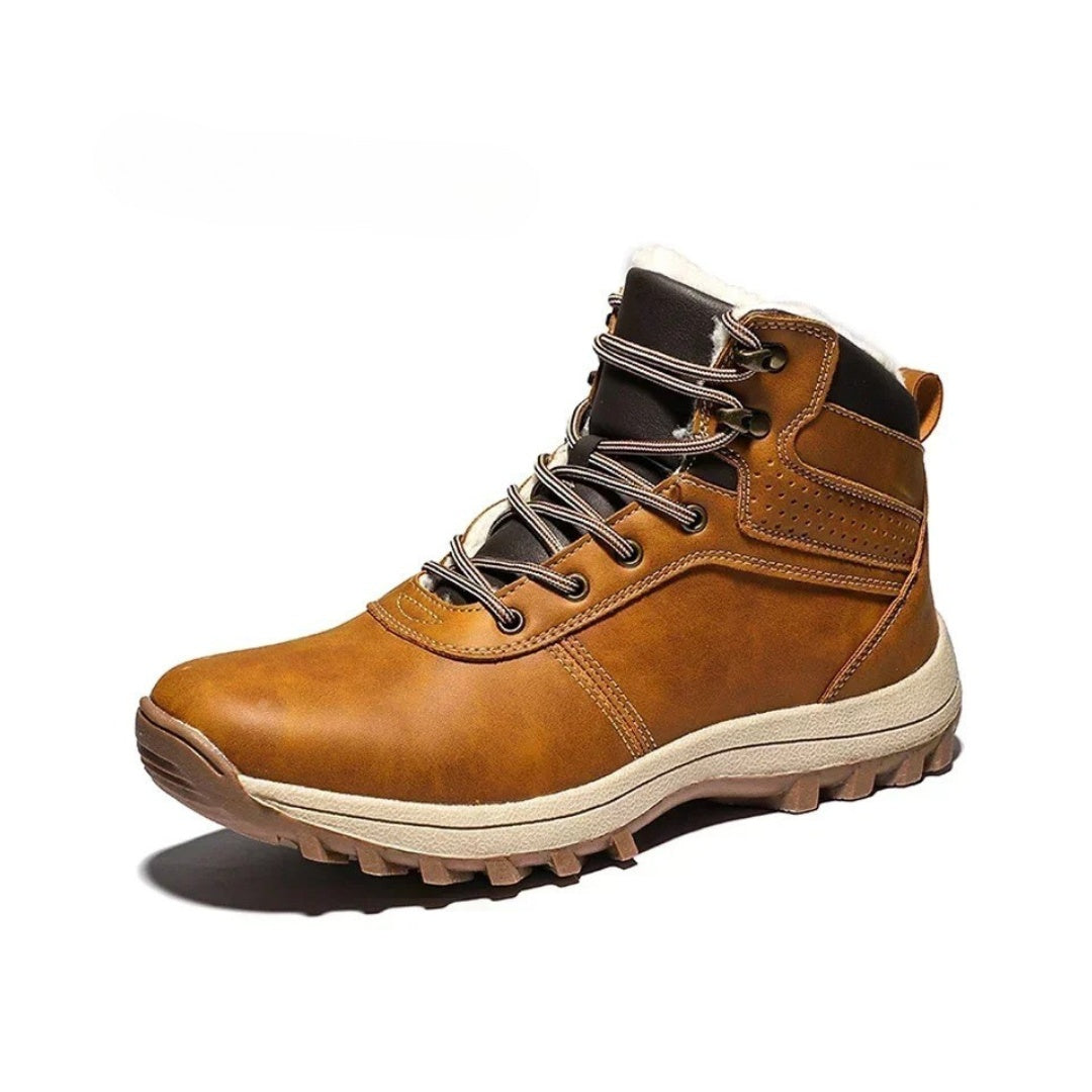 Leather Casual Comfort Hiking Boots with Inner Fur Lining and Water Resistant finish