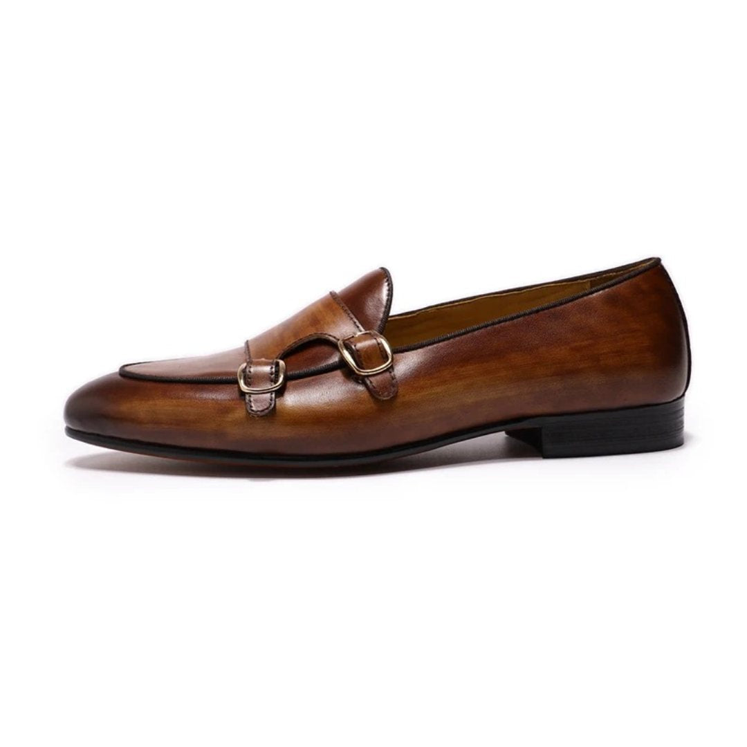 Vintage Leather Monk Strap Loafers
