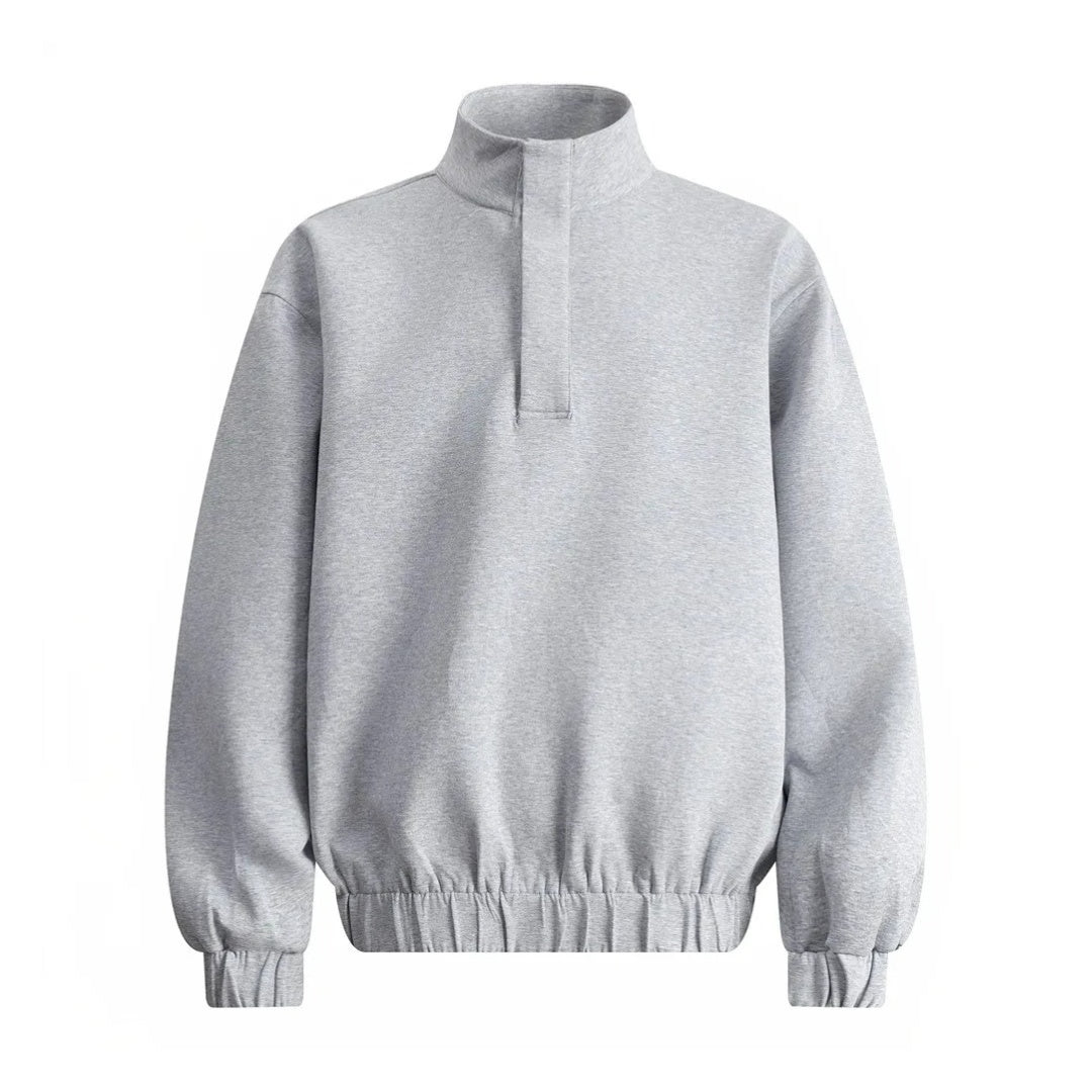 Stand Collar Sweatshirt With Elastic Hem
