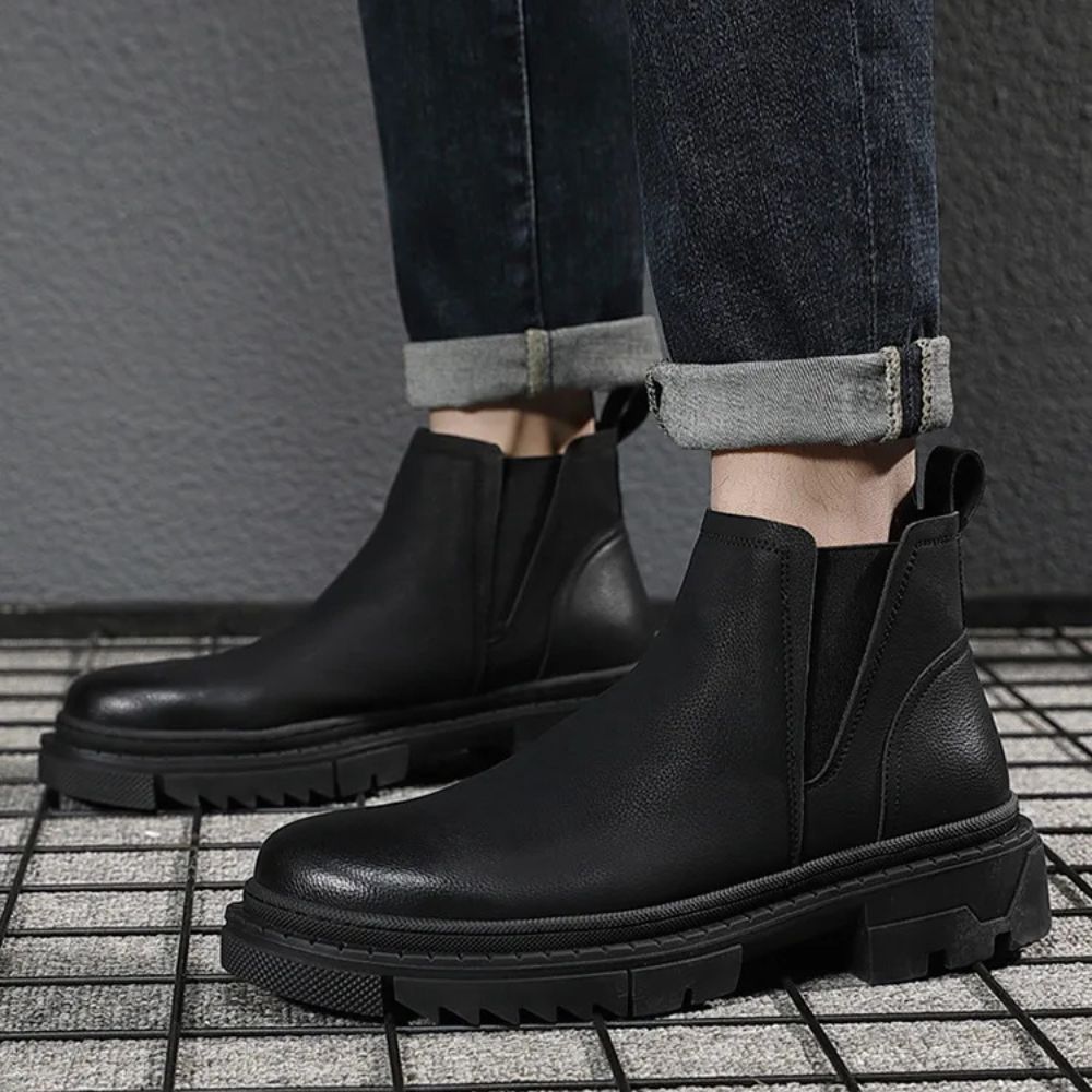 Black Chunky Chelsea Boots