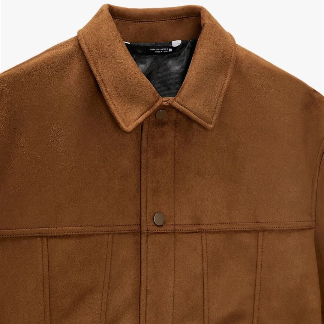 Faux Suede Lapel Jacket