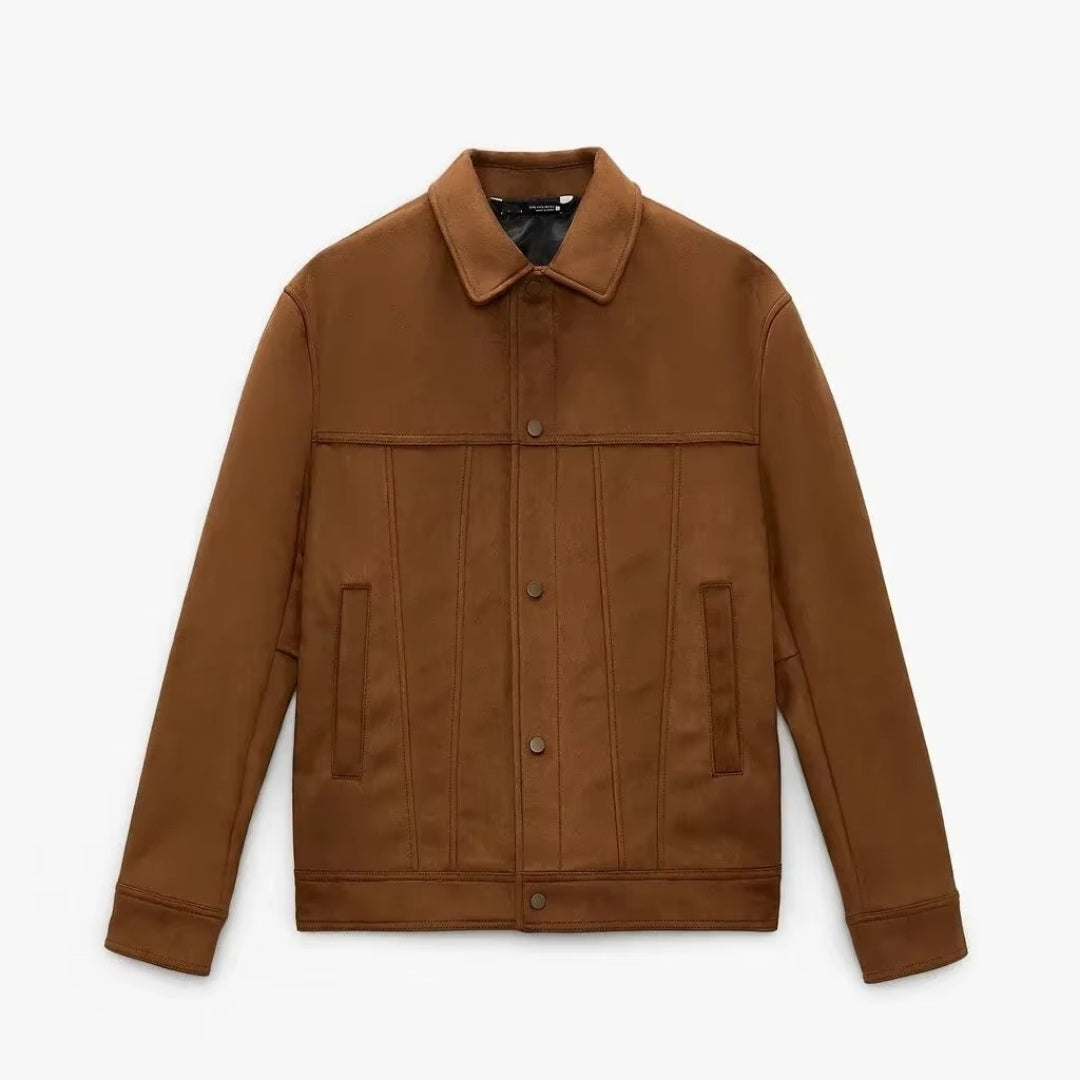 Faux Suede Lapel Jacket