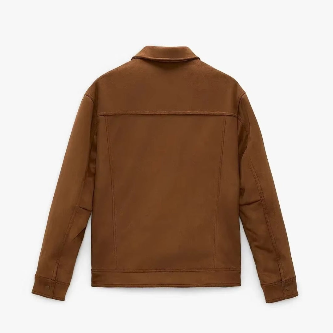 Faux Suede Lapel Jacket