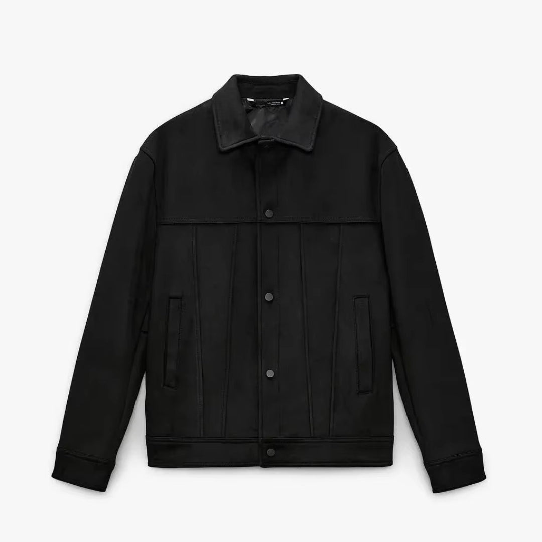 Faux Suede Lapel Jacket