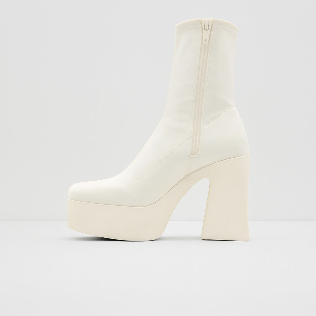 Platform Ankle Sock Boots With High Block Heel