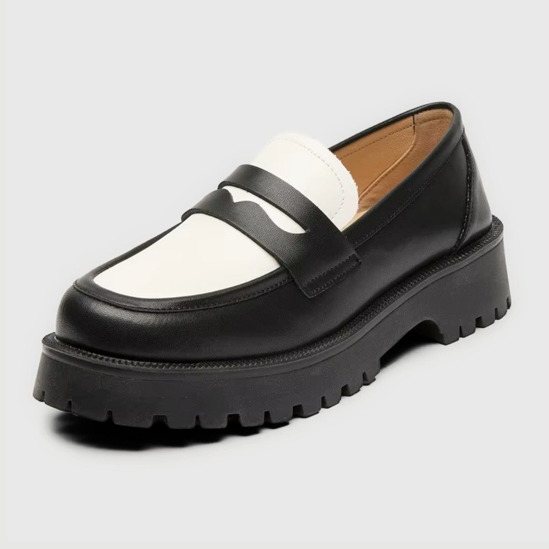 Suede and Leather Penny Loafers with Chunky Lug Sole