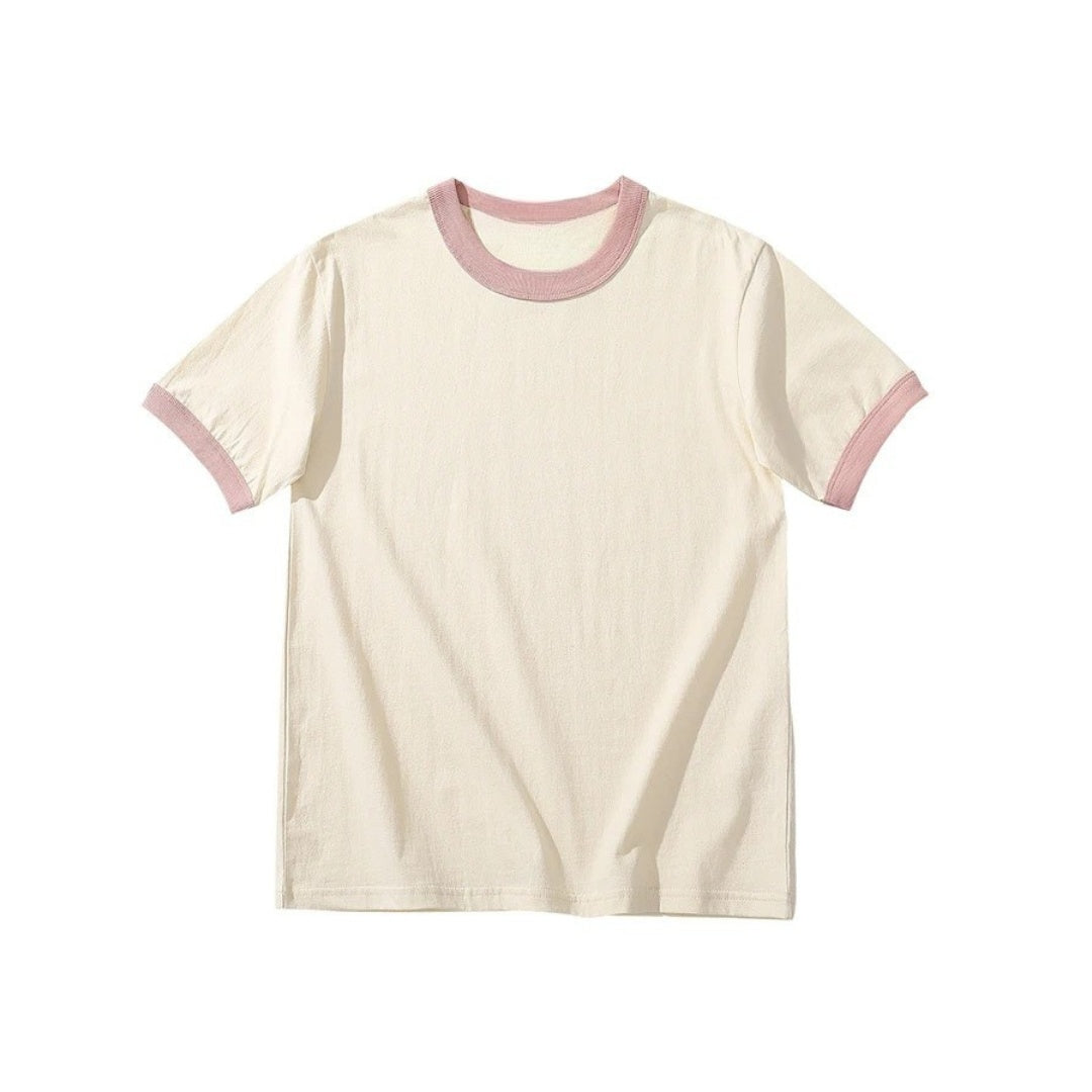 Vintage Color-Contrast Cotton T-Shirt