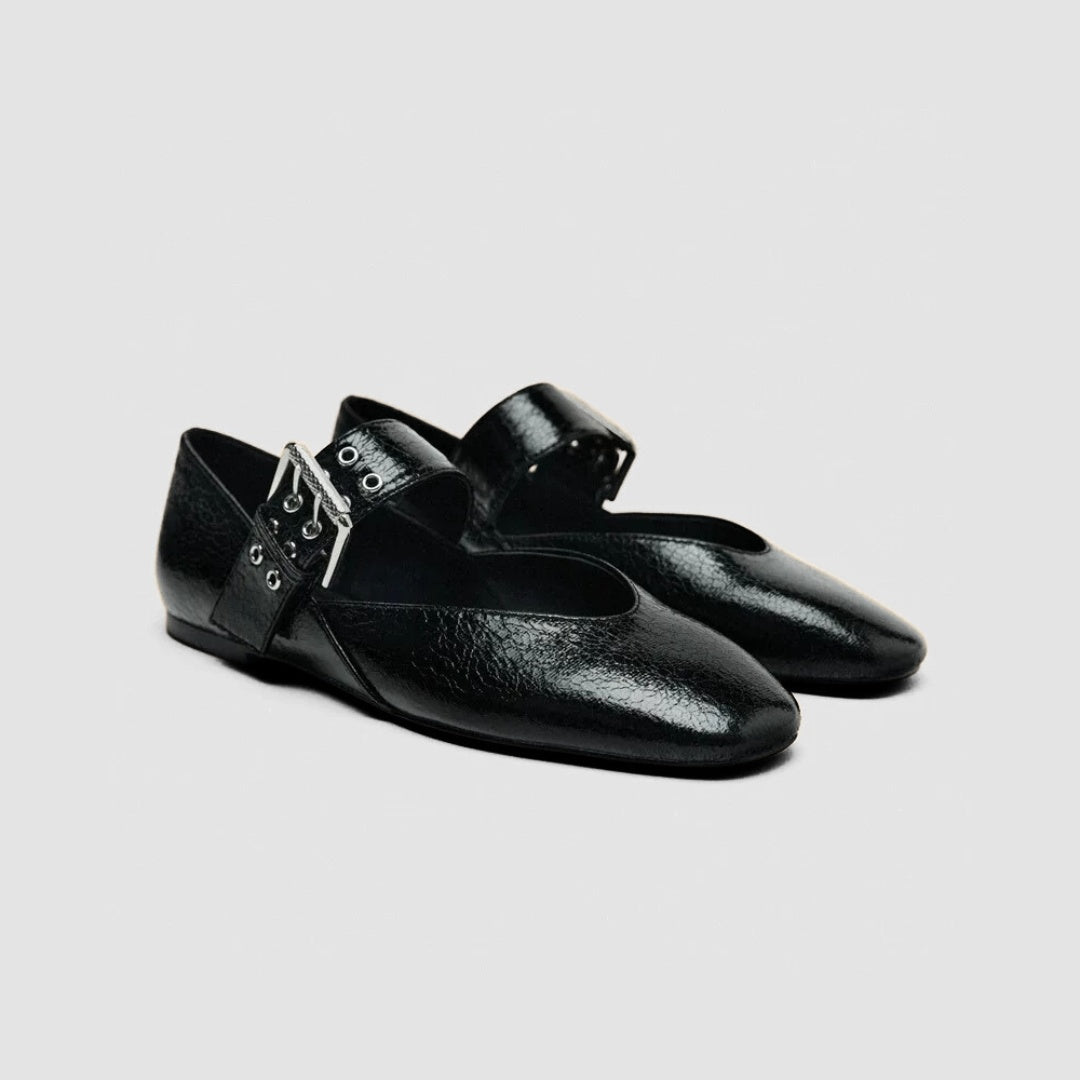 Two-Eyelet Buckle Mary Jane Flats