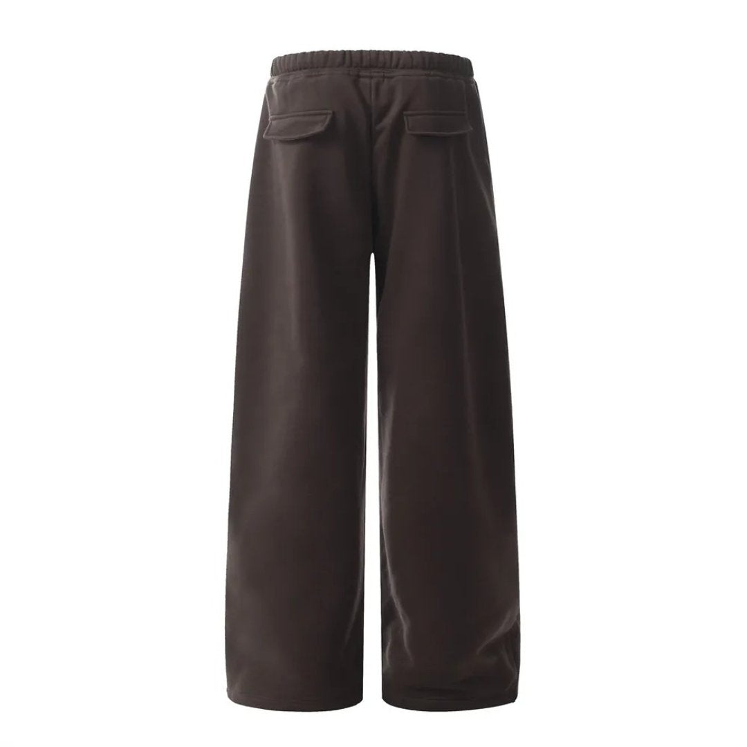 Fleece Sweatpants With Elastic Waist and Wide Legs