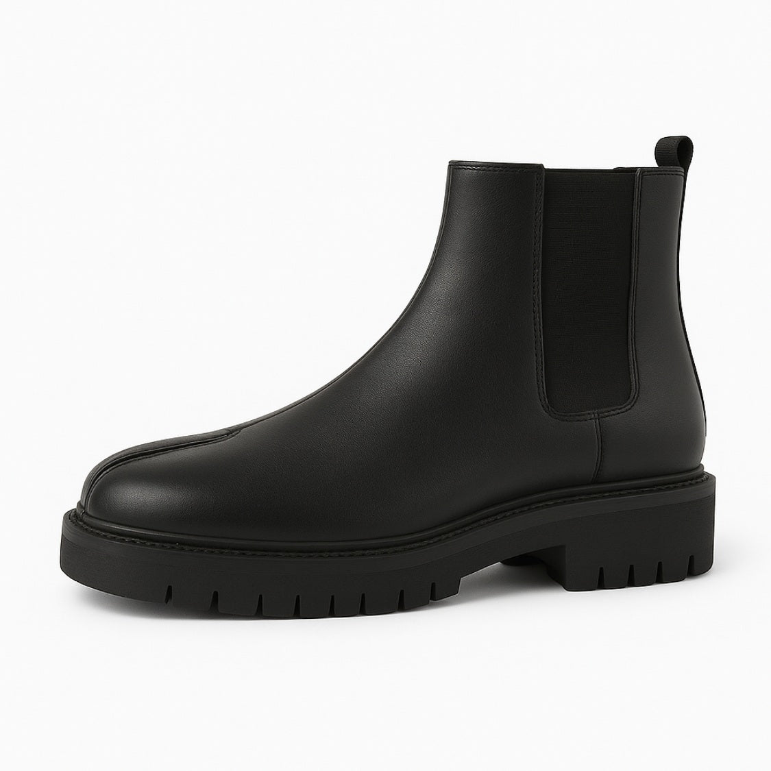 Black Tabi Split-Toe Leather Chelsea Boots
