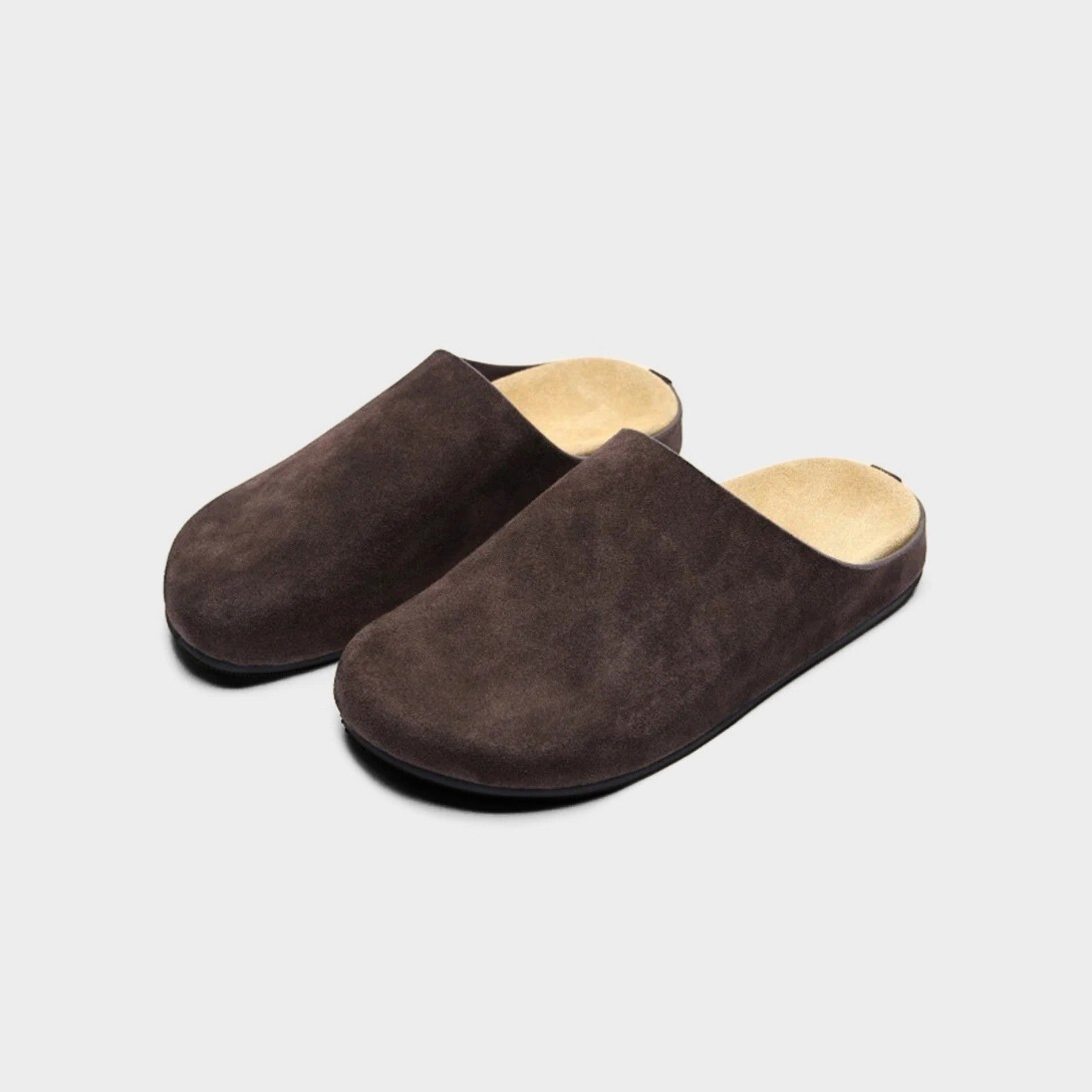 Minimalist Cow Suede Slip-On Slippers with Cushioned Insole