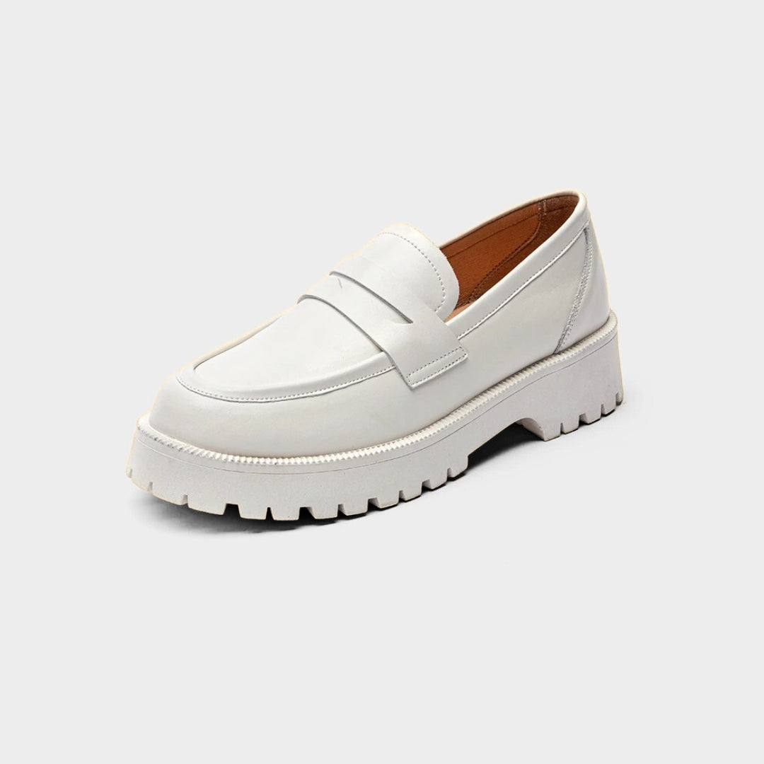 Suede and Leather Penny Loafers with Chunky Lug Sole