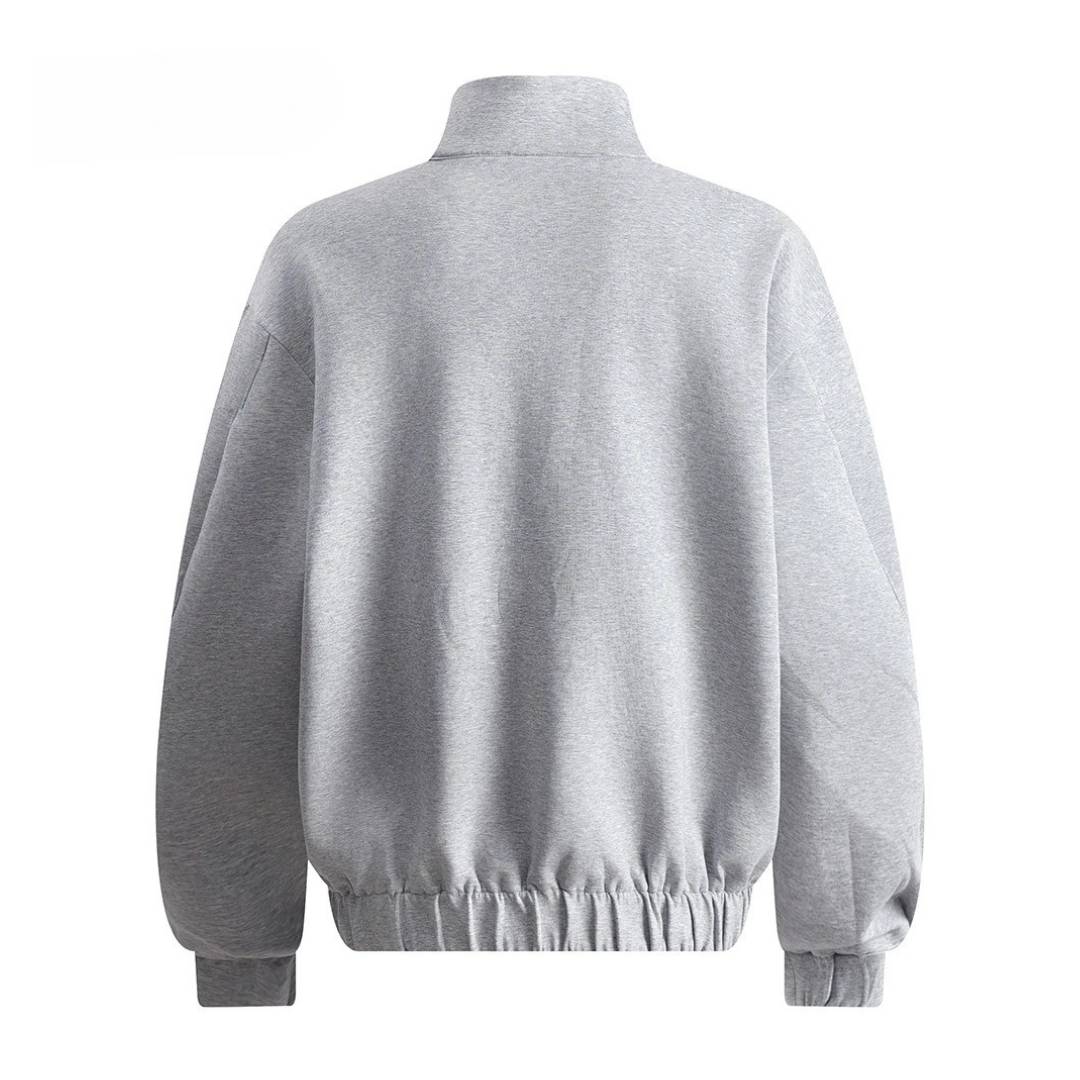 Stand Collar Sweatshirt With Elastic Hem