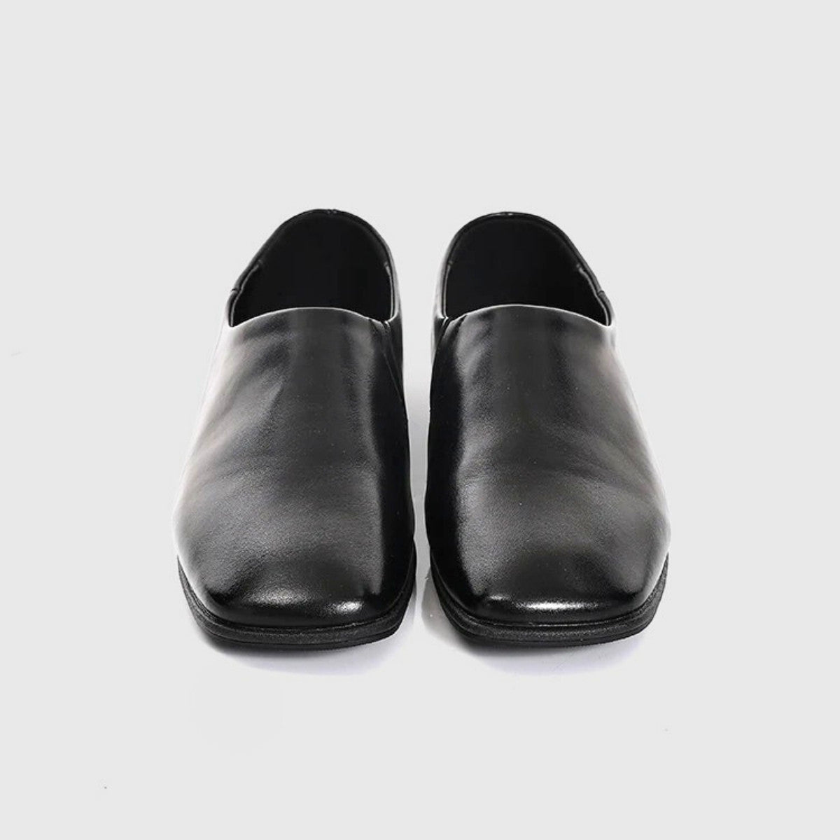 Black Minimalist Leather Flat Loafers