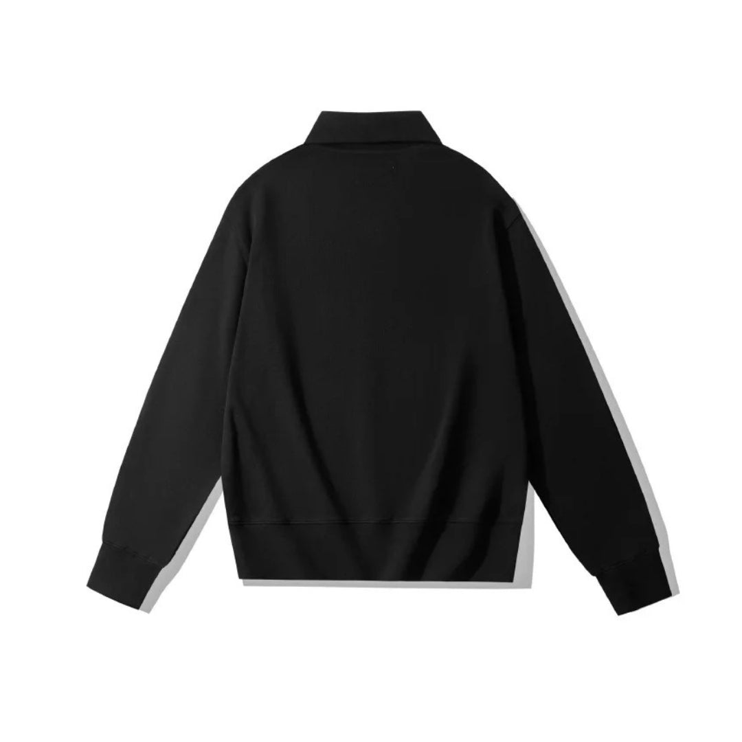 High-Collar Quarter-Zip Heavy Cotton Sweatshirt