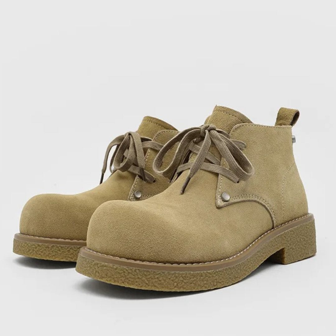 Suede Round Toe Derby Ankle Boots