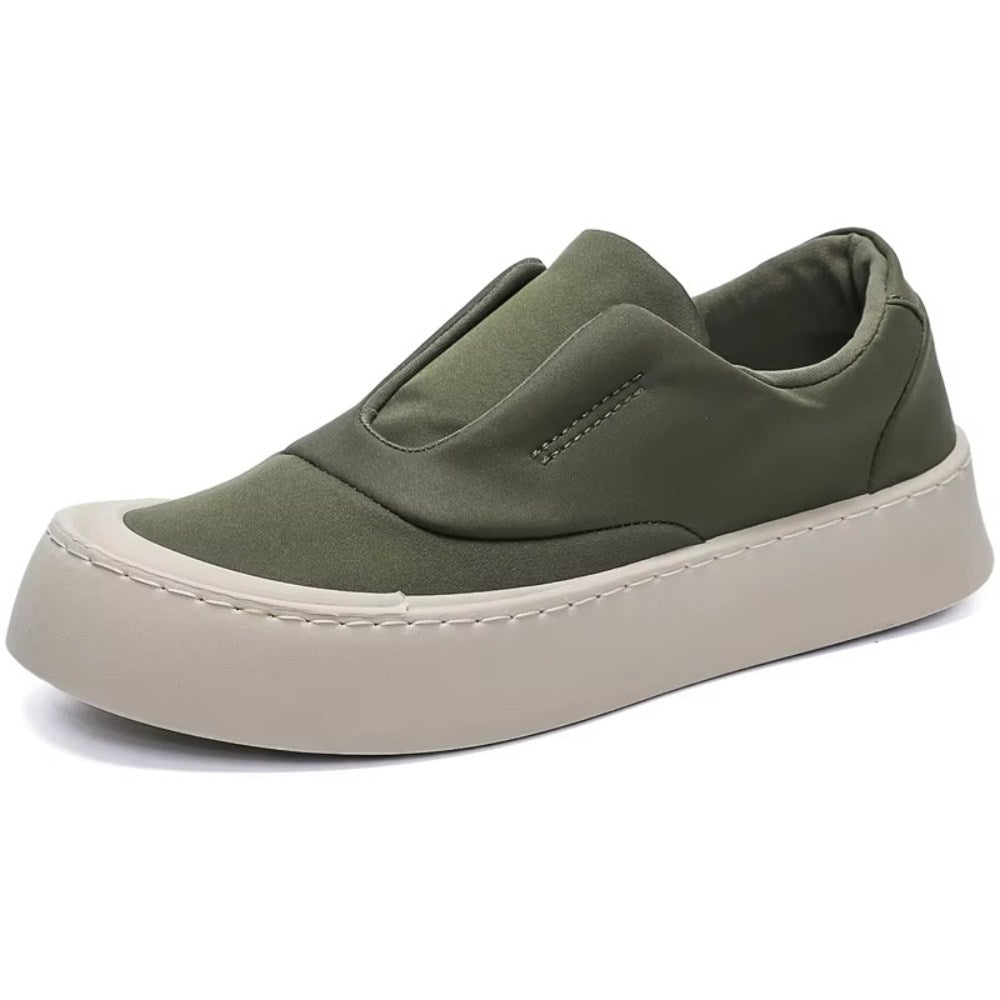 Nylon Panel Slip-On Platform Sneakers
