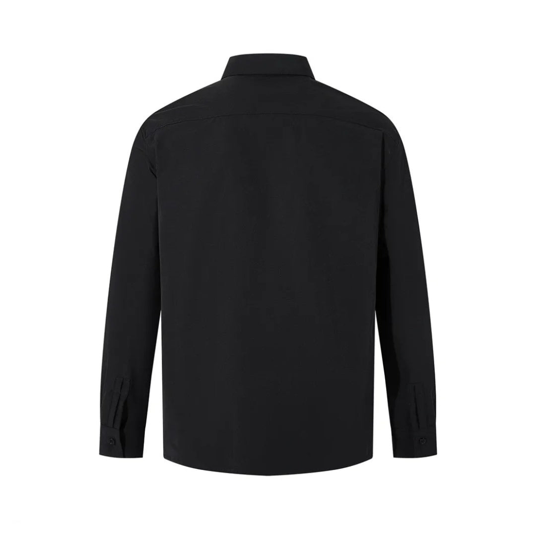 Black Relaxed-Cut Shirt with Hidden Button Placket