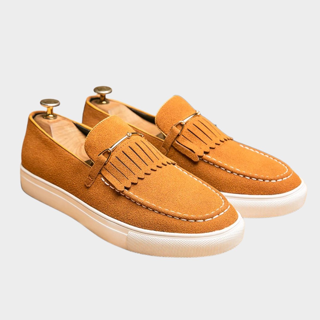 Suede Slip-On Smart Casual Loafer-Trainer with Fringe Detail