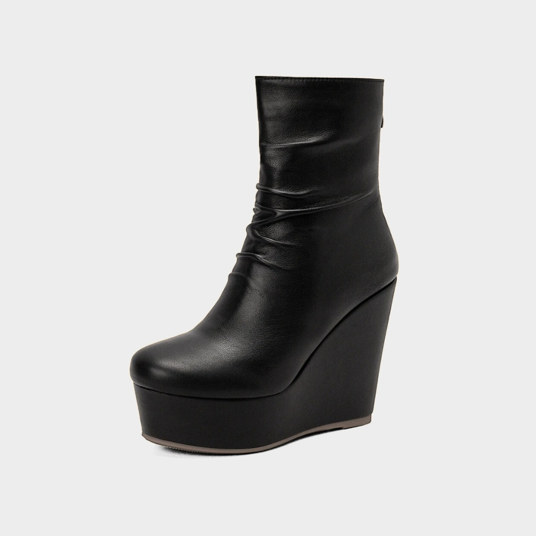 Minimalist Platform Ankle Boots with Wedge Platform Heel