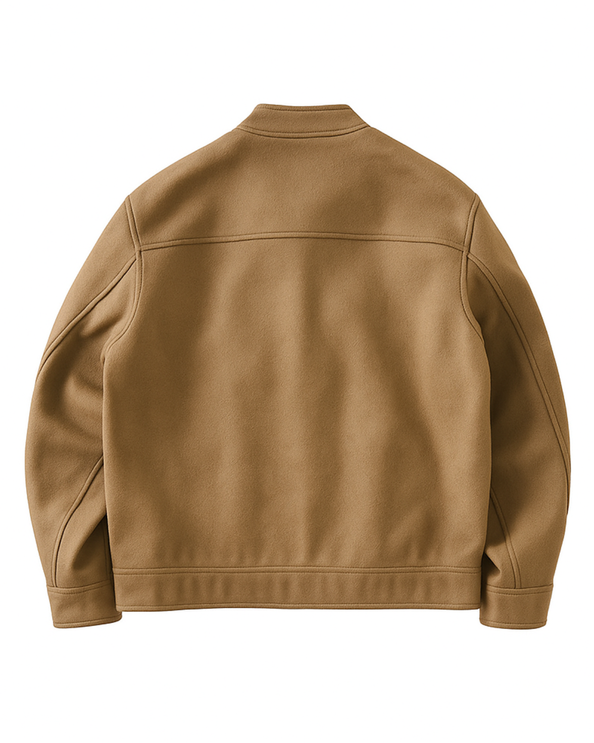 Wool Blend Stand Collar Zip Jacket