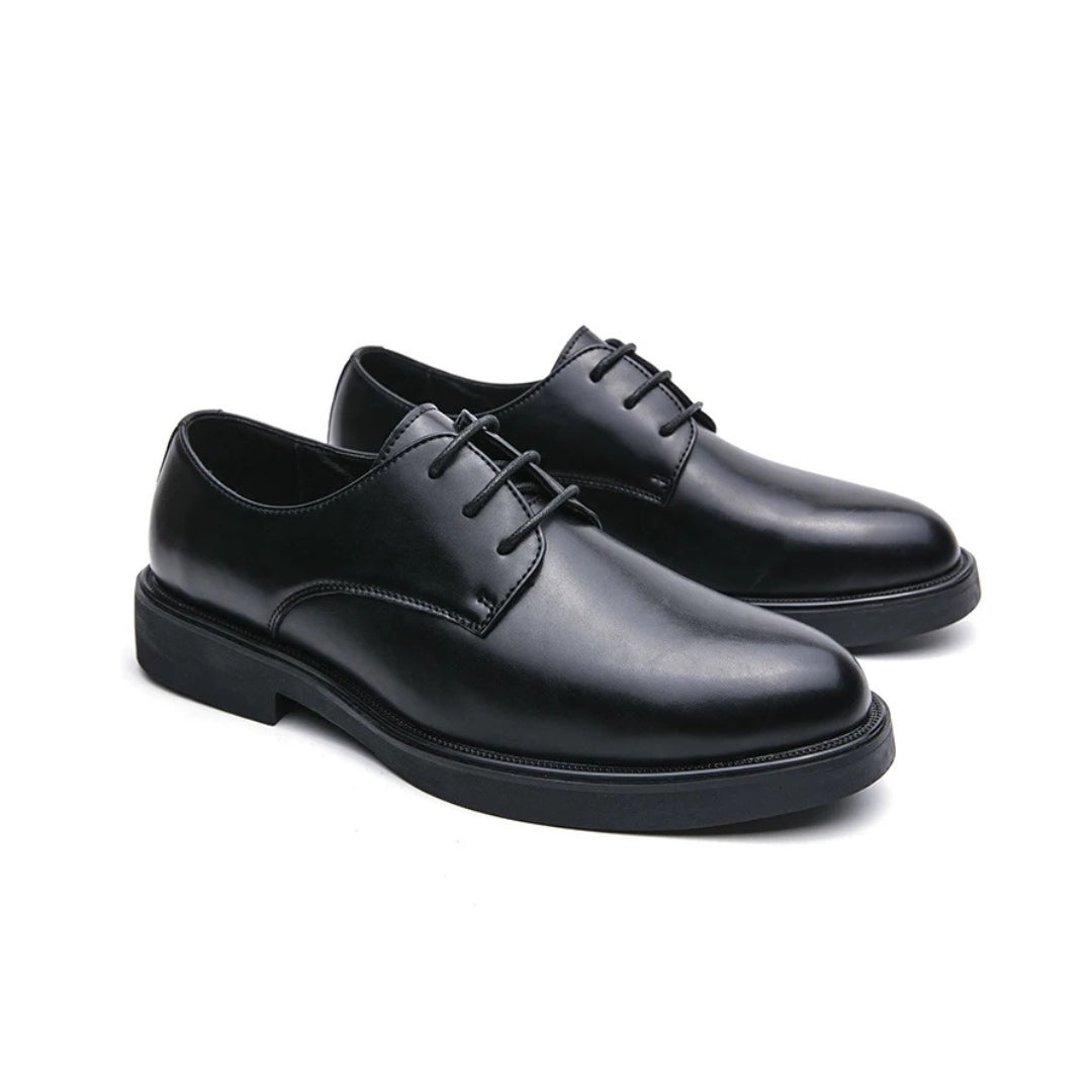 Leather Business Derby Dress Shoes with Platform Cushioned Support Sole