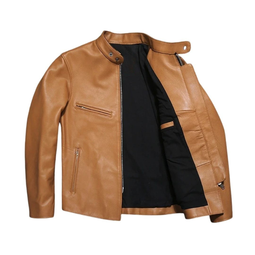 Light Brown Leather Motorcycle Jacket