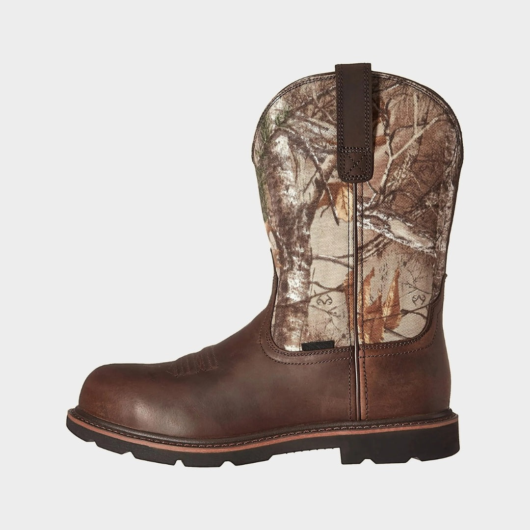 Cowboy Mid-Calf Workwear Boots with Slip-On Pull Tabs