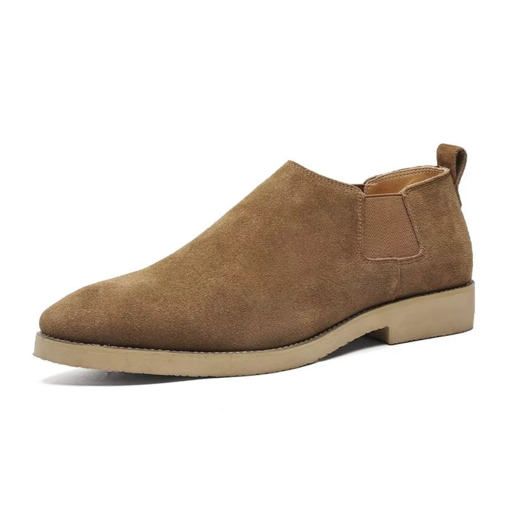 Low-Cut Suede Chelsea Shoes with Tan Sole