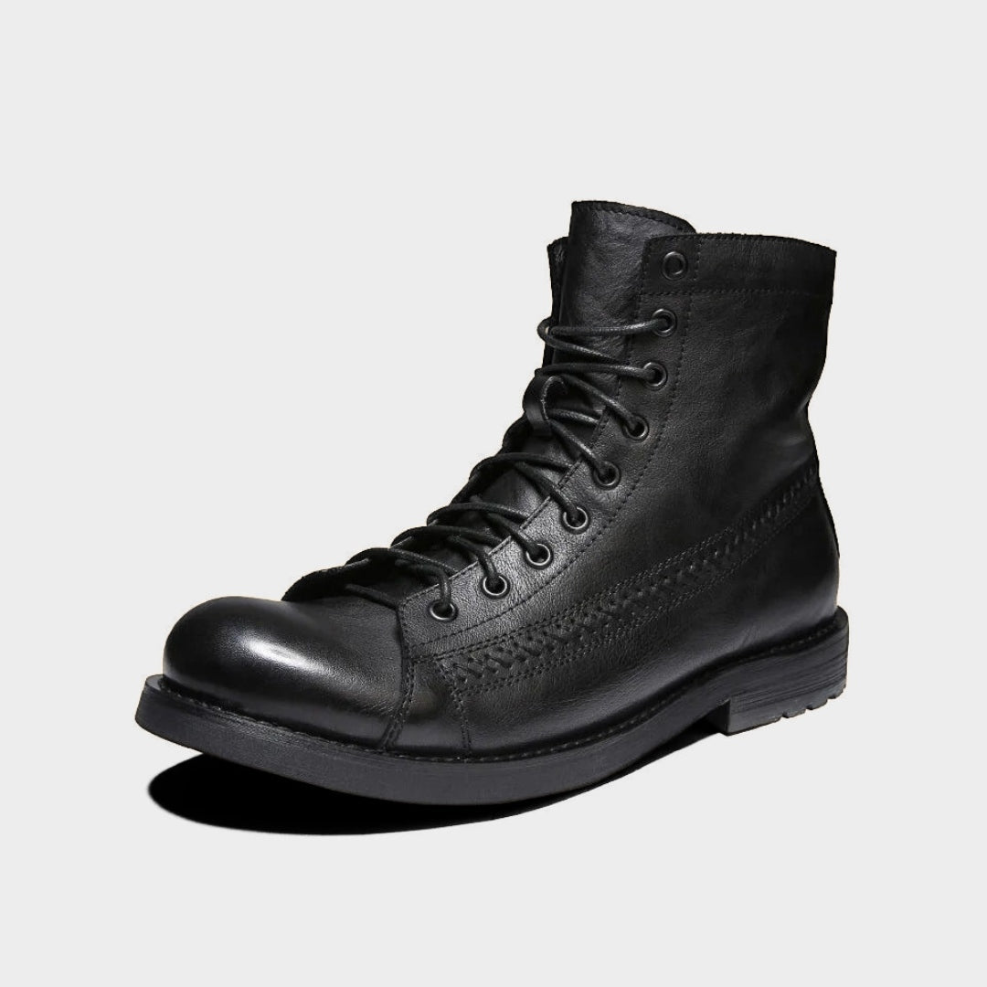 Retro Lace-Up Ankle Motorcycle Style Boots with Round Toe