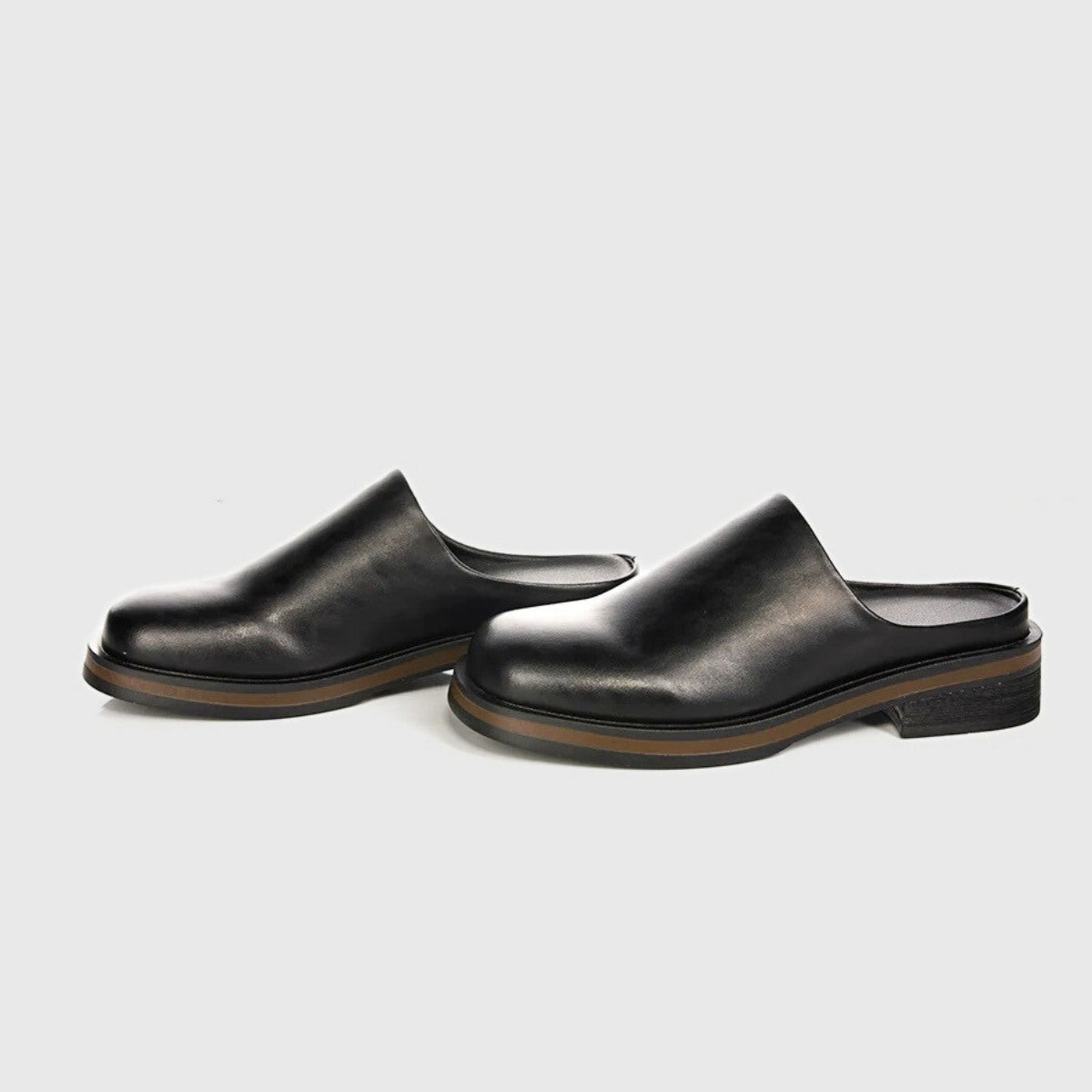 Polished Leather Backless Mules