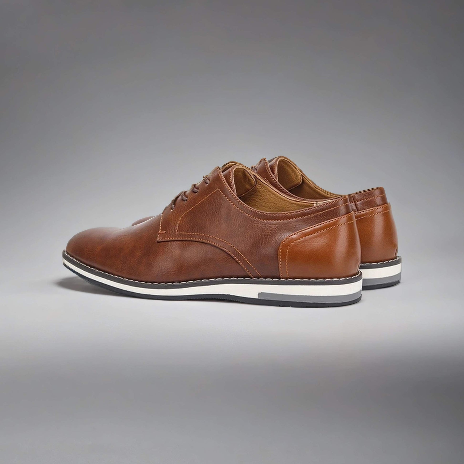 Casual Brown Business Dress Shoes with White Sole