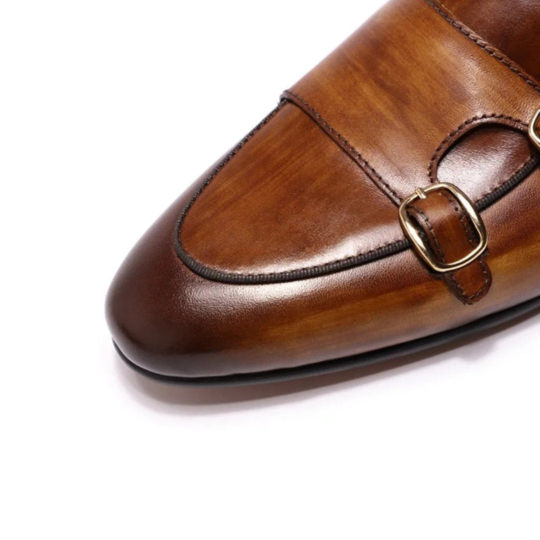 Vintage Leather Monk Strap Loafers