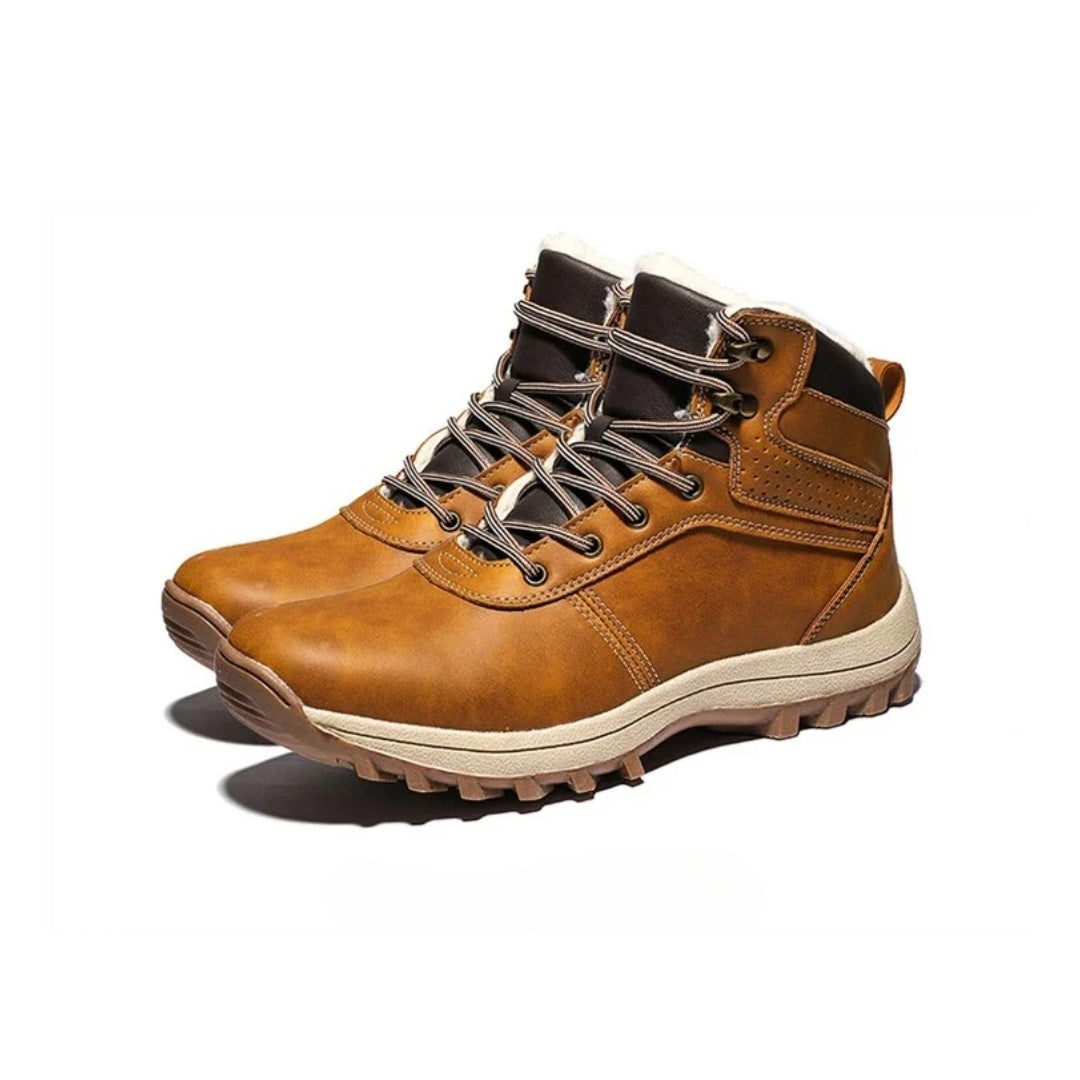 Leather Casual Comfort Hiking Boots with Inner Fur Lining and Water Resistant finish