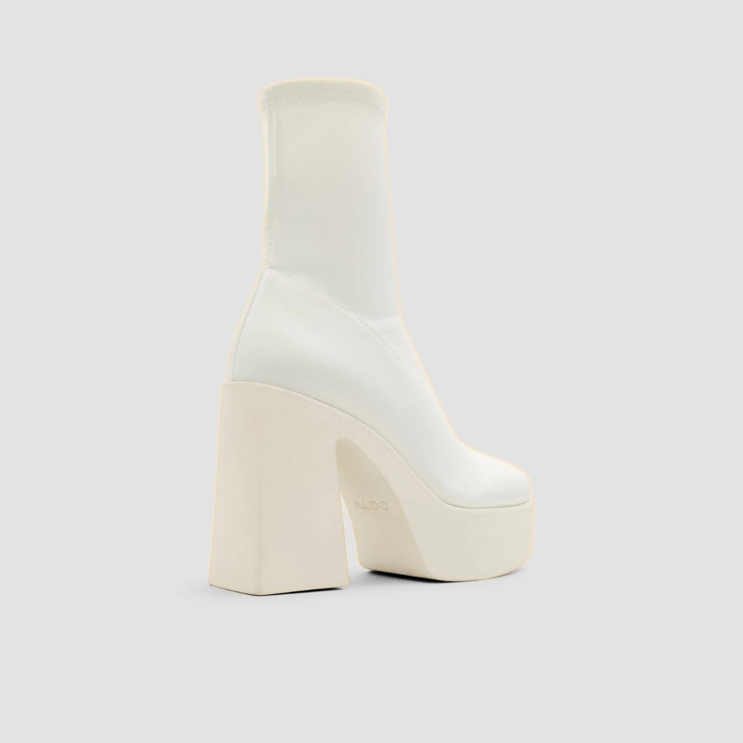 Platform Ankle Sock Boots With High Block Heel