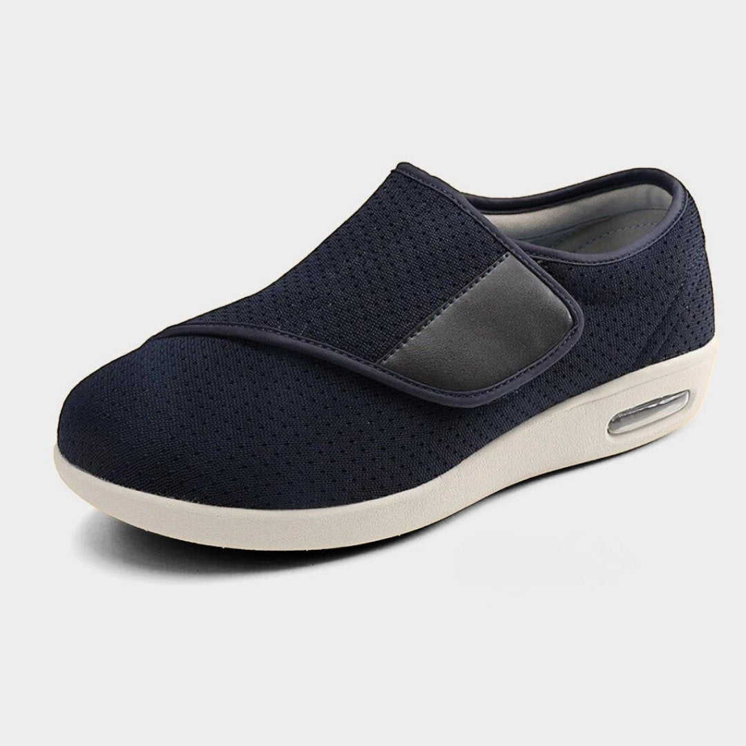 Wide-Fit Sneakers with Air Mesh and Hook-and-Loop Closure