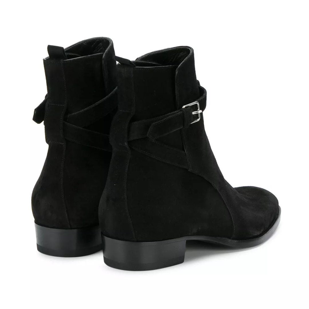 Suede Buckle Strap Ankle Boots