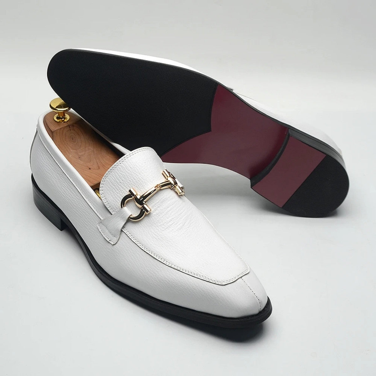 White Horsebit Formal Dress Loafers