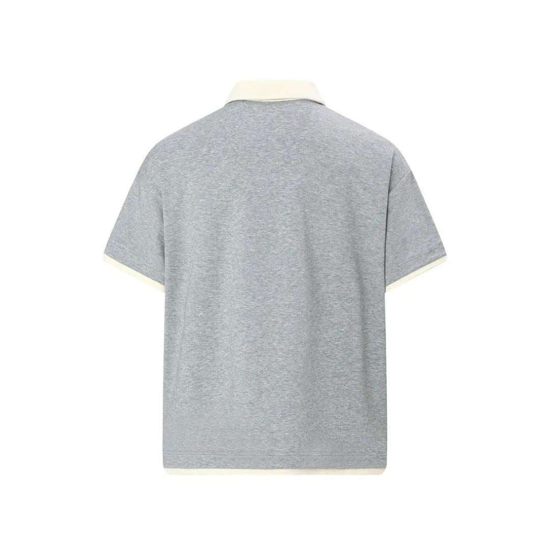 Contrast Collar Spliced Polo Shirt