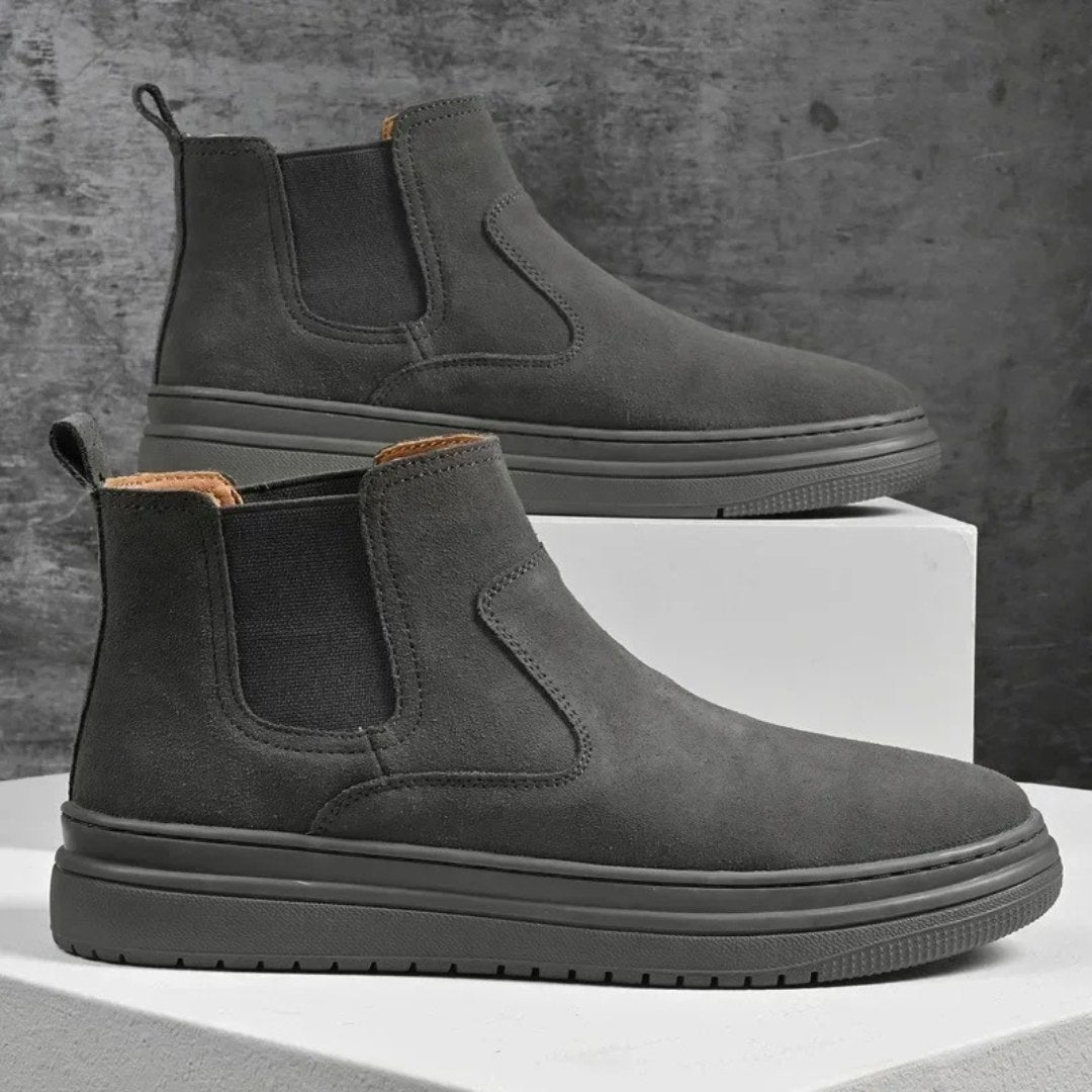Suede Smart-Casual Leather Slip-On Chelsea Winter Boots