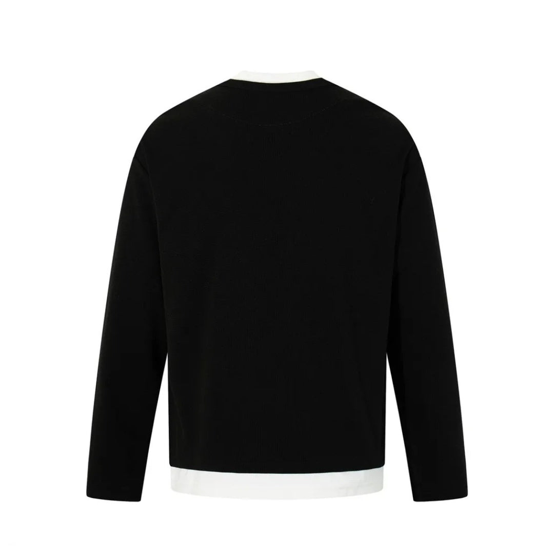 Layered-Look V-Stitch Long Sleeve T-shirt