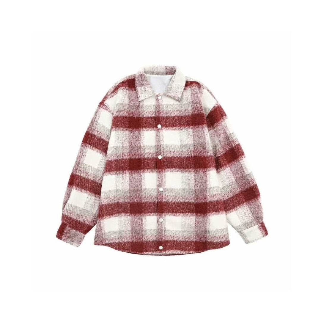 Woolen Plaid Shirt Jacket