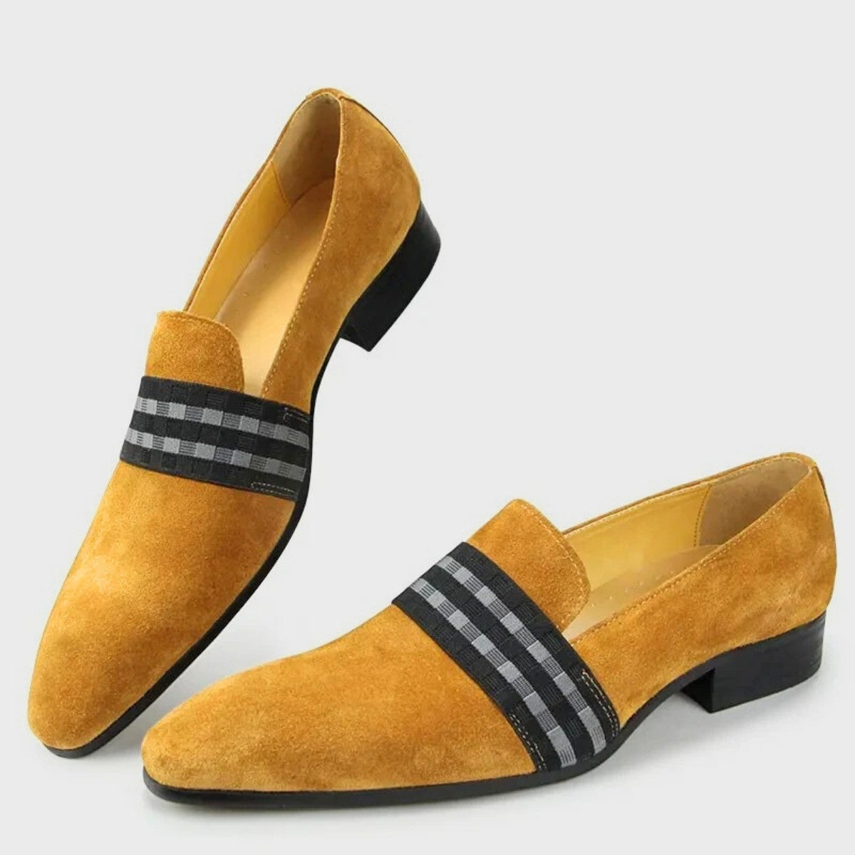 Light Brown Suede Loafers with Buckle closure