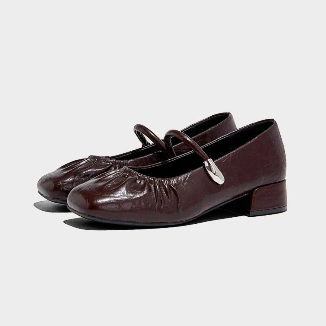 Crinkle Patent Leather Mary Jane Pumps