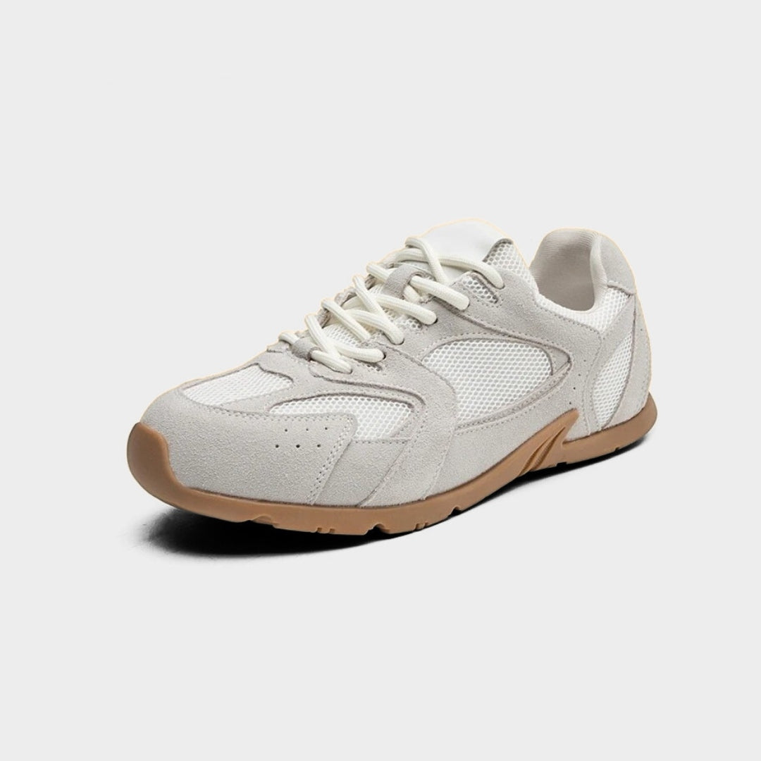 Cow Suede Mesh Running Trainers With Contrast Laces