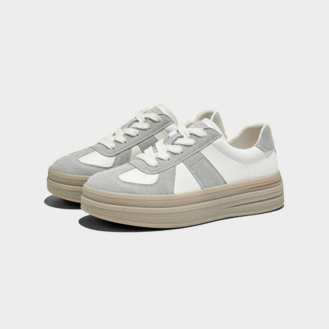 Suede Patchwork Toe Panel Platform Sneakers
